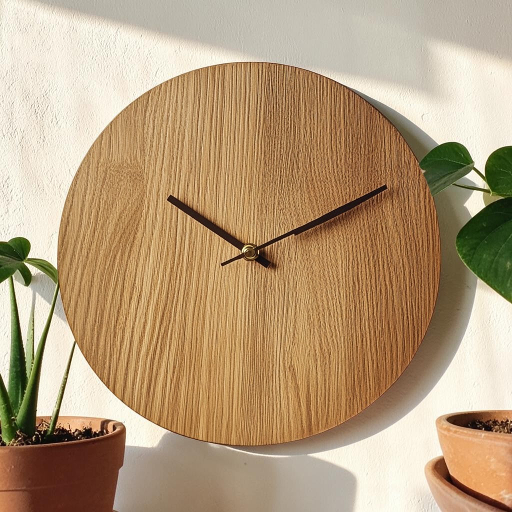 Fdkwv Nordic Style Wall Clock - Minimalist Natural Wood Design Without Numbers - Silent Decorative Clock for Modern Home & Bedroom