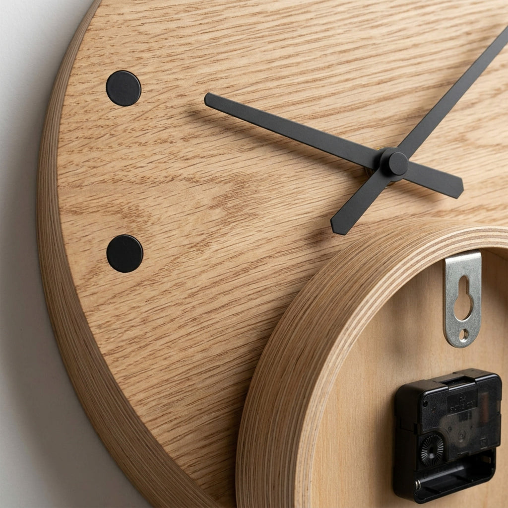 Fdkwv Oak Dot Marker Numberless Wall Clock Natural - Detail view