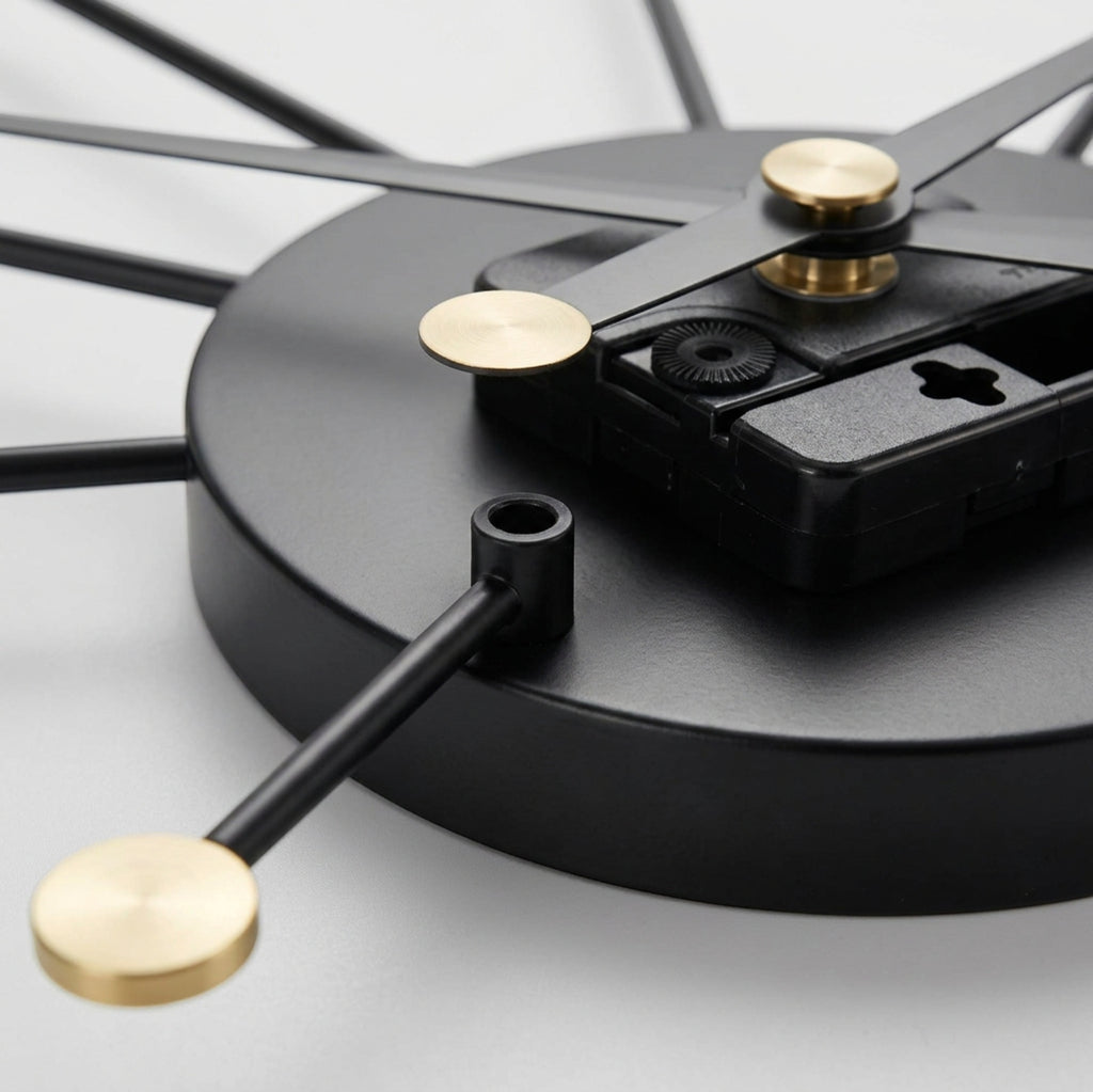 Fdkwv Sunburst Rod Numberless Wall Clock Black Brass - Detail view