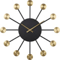 Fdkwv Sunburst Rod Numberless Wall Clock Black Brass - Product view