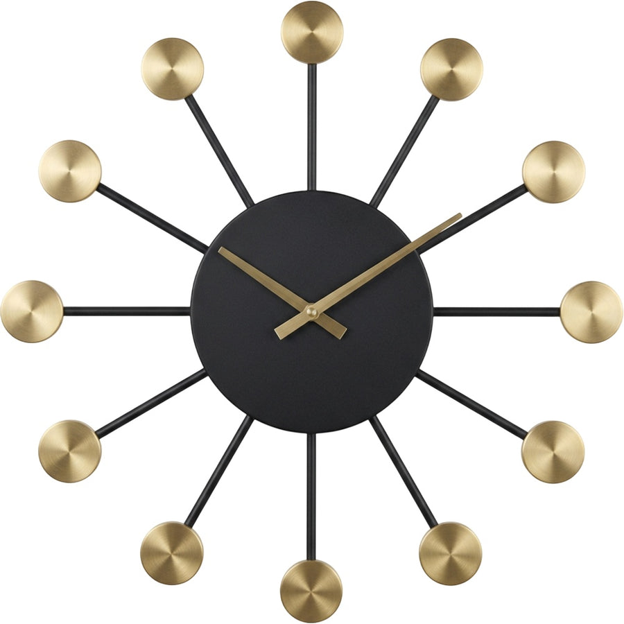 Fdkwv Sunburst Rod Numberless Wall Clock Black Brass